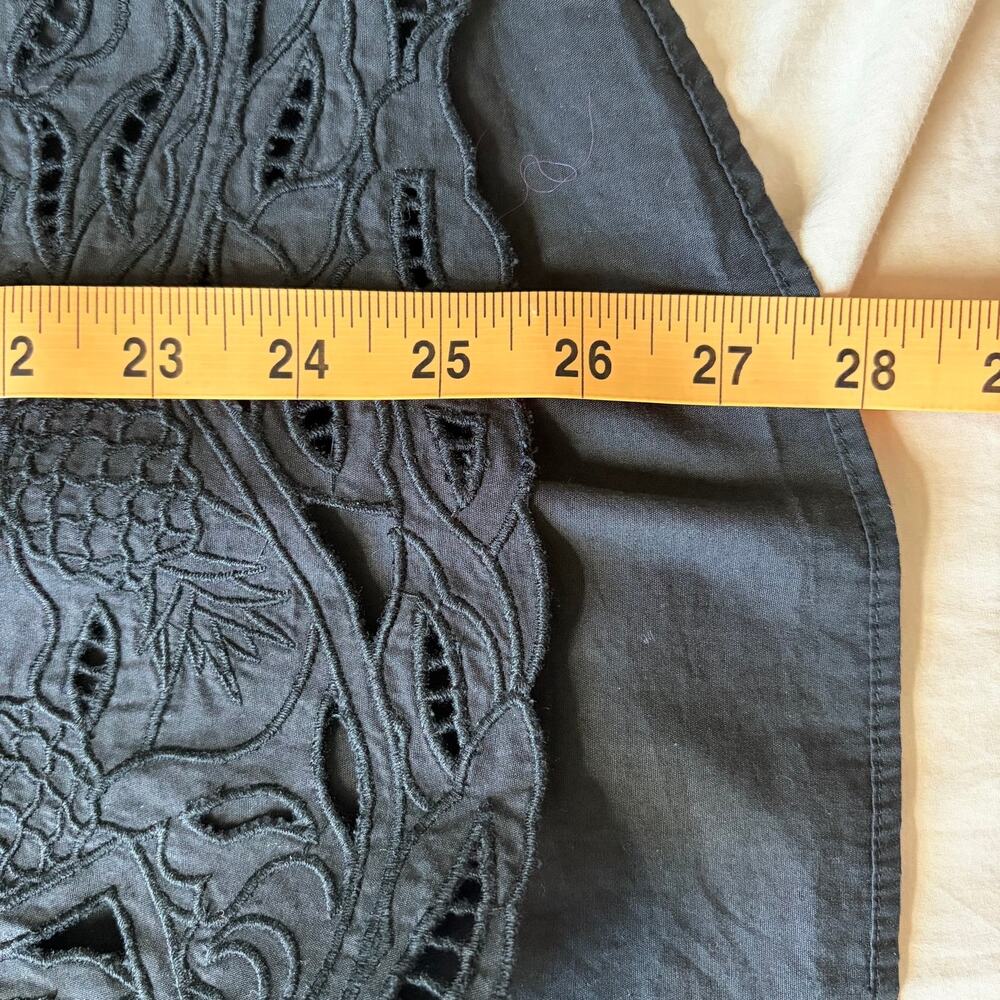 *NWT FARM Rio Embroidered Eyelet Puff Sleeve Button-Up Shirt Black Size L Cotton - Picture 12 of 12